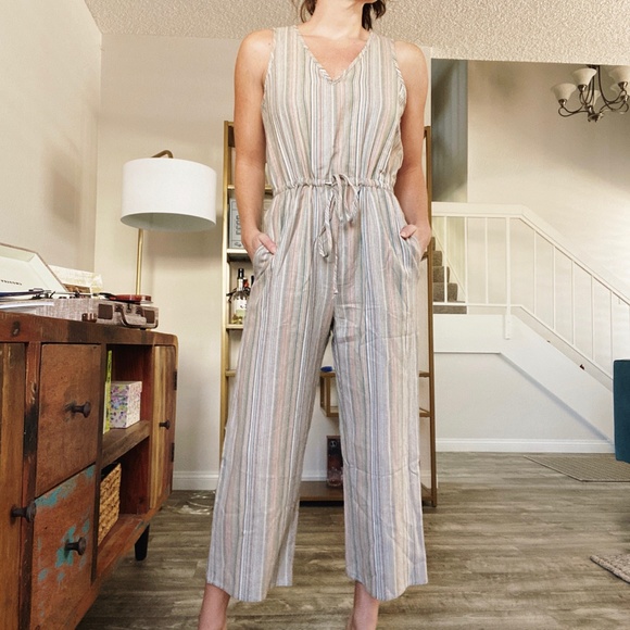 Anthropologie Pants - Drew by Anthropologie Linen Striped Jumpsuit